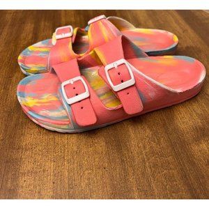Academy Girls' Tie-Dye Print Pink Slip-On Slides/Sandals